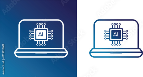 Laptop with AI chip – Artificial Intelligence technology icon