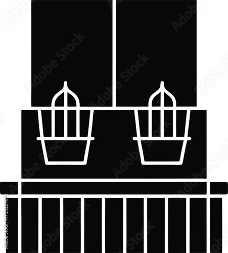 minimalist apartment balcony seating line art illustration on transparent