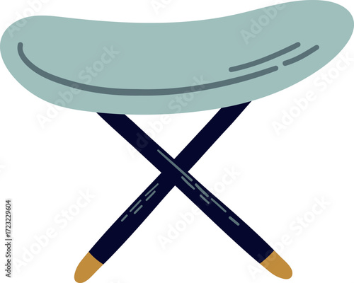 A simple illustration of a light blue stool with dark blue legs