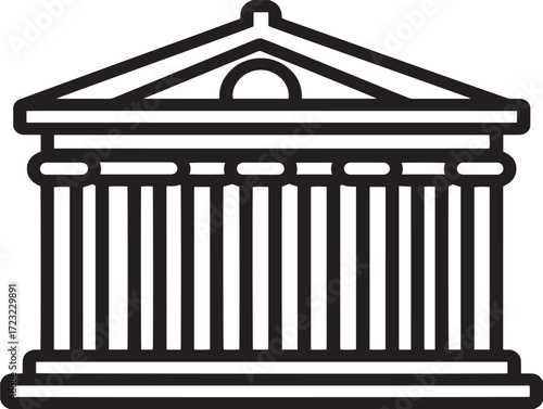 Cultural heritage museum icon with sophisticated minimalist line art