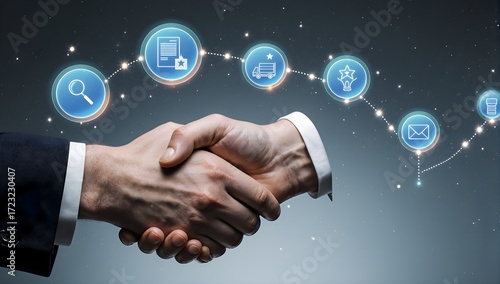 Logistics Partnership Handshake Connecting Supply Chain Network