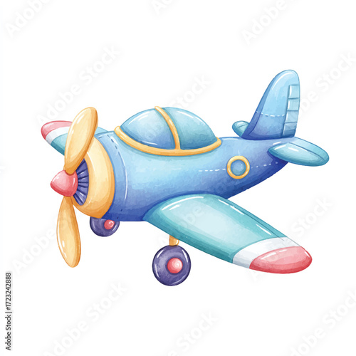 Cute Blue Airplane Toy with Propeller.