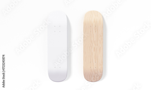 Blank skateboard decks mockup front back