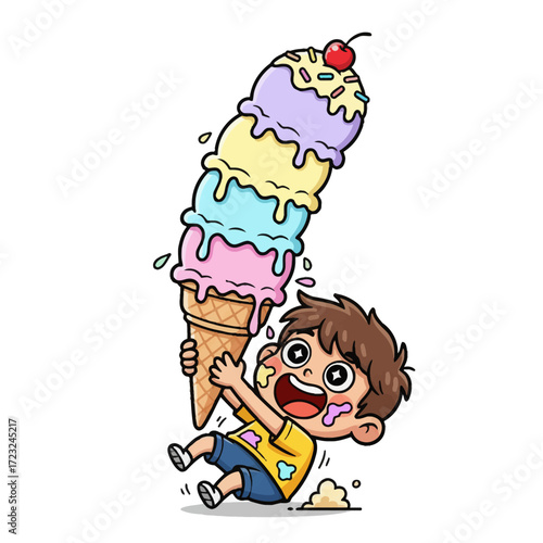 A new, scalable vector illustration of a goofy character in a hilarious panic. Bold outlines and bright colors make this instantly amusing, great for print or web.