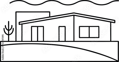 minimalist modern resort villa illustration on transparent