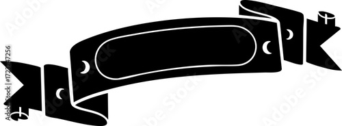 Elegant black banner ribbon for announcements, celebrations, or promotions, add your text for a custom message, originally designed as a scalable graphic