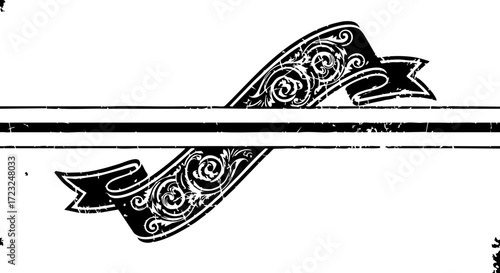 Elegant ornate banner flourishes with vintage detail offers timeless decorative space for impactful text and design elements