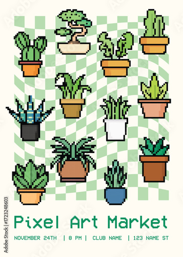 Pixel art poster plants