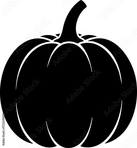 Bold black pumpkin silhouette captures autumn harvest essence perfect for seasonal designs and festive celebrations