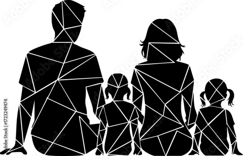 Cherish modern geometric family silhouette, creating lasting memories of togetherness and belonging for your creative projects.