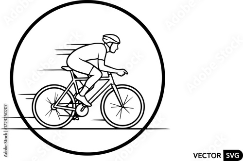 Dynamic cyclist in motion, capturing the essence of speed and athletic achievement, perfect for sports and fitness promotions