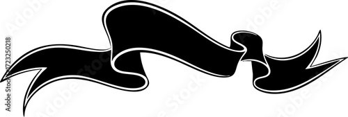Bold black ribbon banner design element perfect for dynamic titles announcements awards and celebratory graphics