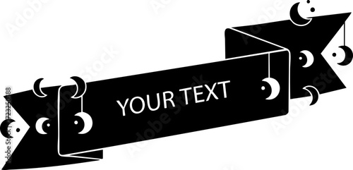 Elegant black banner design with decorative crescent moons and stars, perfect for festive announcements and modern branding projects