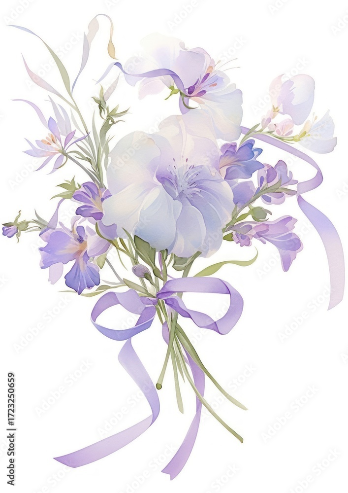 Obraz premium Purple coquette flowers art graphics blossom.