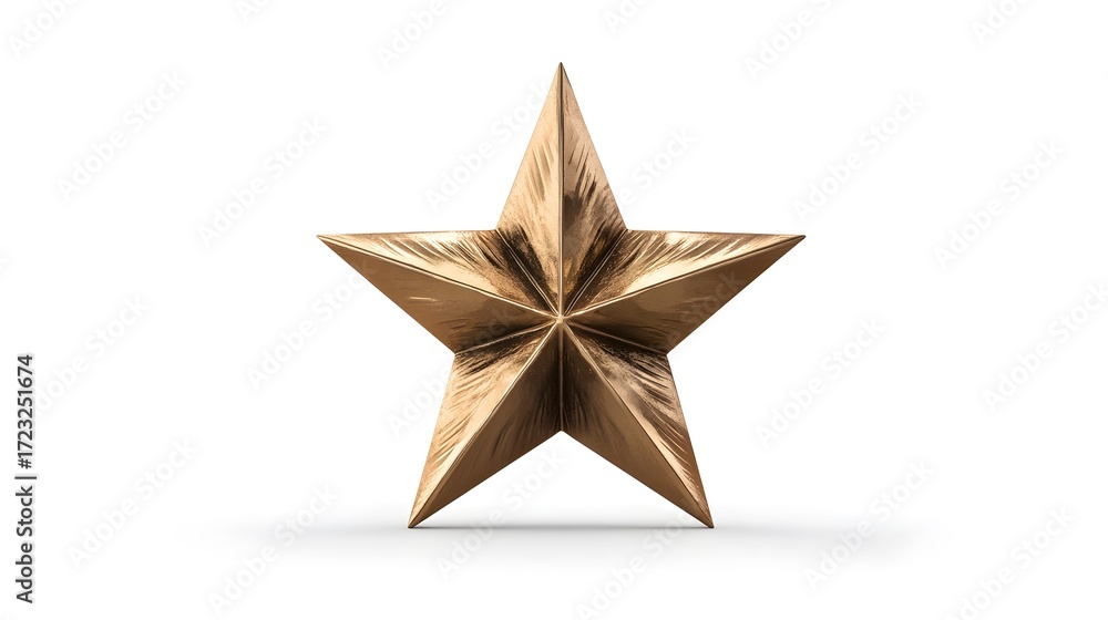 Fototapeta premium Shiny golden star ornament on a white background