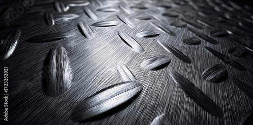 Close-Up: Textured Metallic Surface with Diamond Plate Pattern