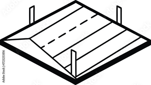 rooftop football turf line art illustration on transparent