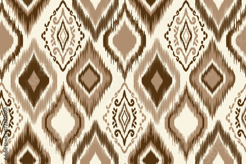 Ethnic seamless ikat fabric pattern design for all types of print textiles and background