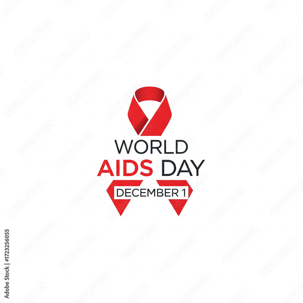 Fototapeta premium World AIDS Day December 1 Awareness Ribbon and Text Graphics for Health Campaigns