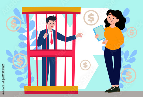 Bail Concept Illustration Vector Style