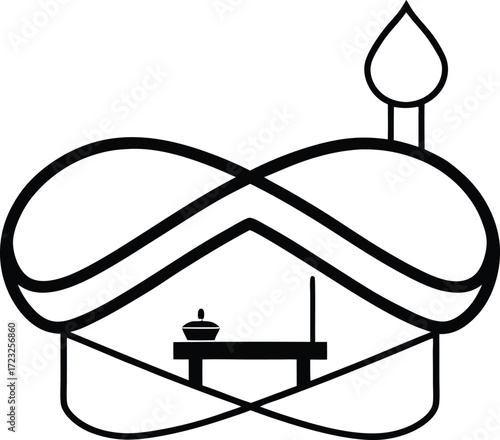 rooftop infinity spa lounge line art illustration on transparent