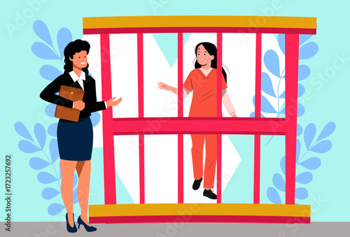 Defendant Female Concept Illustration Vector Style