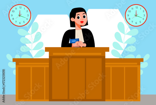 Juror Female Concept Illustration Vector Style