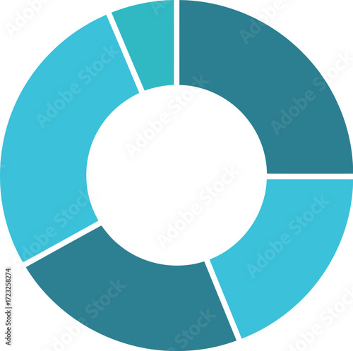 Abstract donut chart infographic divided segments teal blue shades vector