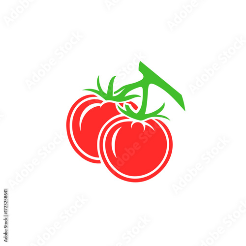 Vegan food sign. Abstract tomato vector. Isolated branch on white background 