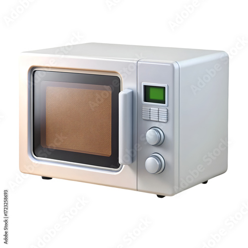 3D Rendered White Microwave Oven with Digital Display kitchen appliance