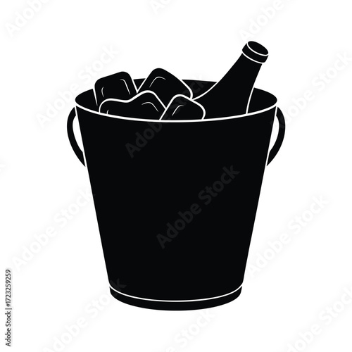 champagne bucket with ice silhouette