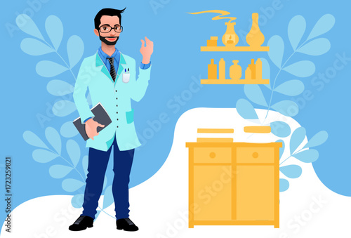 Dermatologist Male Concept Illustration Vector Style