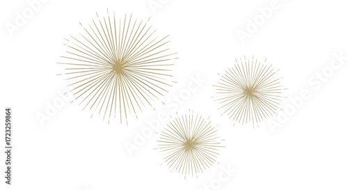 Elegant gold starburst design elements for modern backgrounds and stylish festive invitations, perfect for adding a touch of luxury to any project