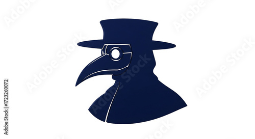 Isolated Plague Doctor Silhouette with Top Hat and Beaked Mask Medieval Vector Graphics