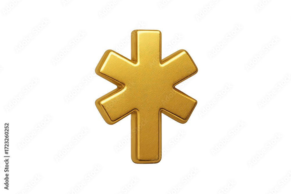 Obraz premium Golden Star of Life Emblem: The universal symbol of emergency medical services, rendered in lustrous gold, radiates with a sense of healing, hope, and life-saving care.