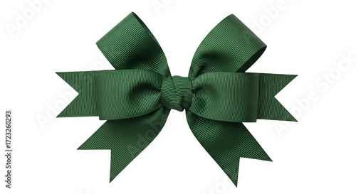 Isolated Ribbon Bow in Green is a decorative accessory for gifts and crafts ~87 chars