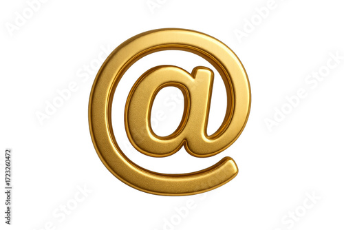 Wallpaper Mural Golden Email Symbol: a realistic 3D rendering of a radiant golden at symbol, a universal emblem of electronic communication. It's a visual representation of connectivity, networking. Torontodigital.ca