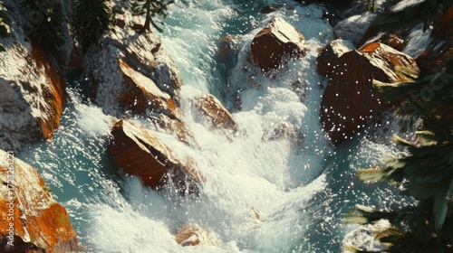 Mountain stream cascading over rocks