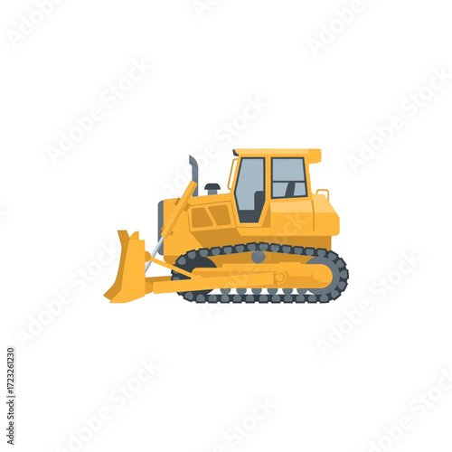 yellow bulldozer isolated on white