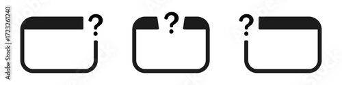 Minimalist black and white icon set with question marks.