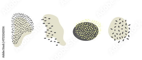 Irregular dotted shapes blob elements. Minimal organic pattern hand drawn texture.