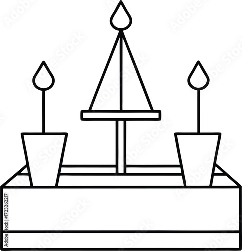 rooftop sculpture garden illustration on transparent