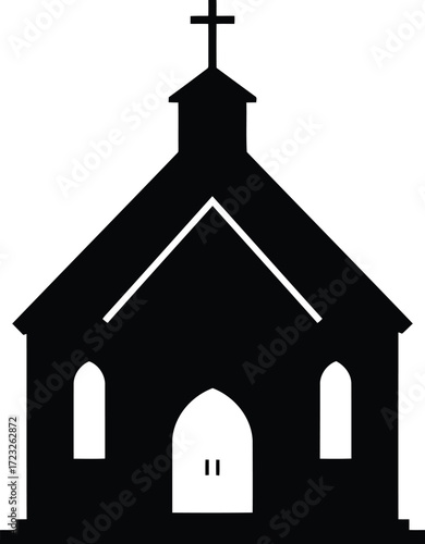 Elegant chapel silhouette sacred architecture religious building worship sanctuary vector