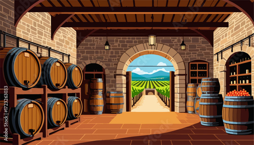 Traditional Winery Storage Illustration