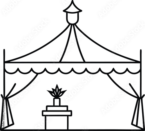 rooftop wedding event setup illustration on transparent