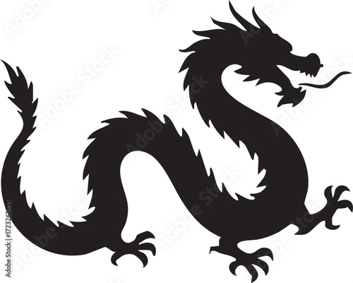 Chinese-style dragon silhouette (long, serpentine body).