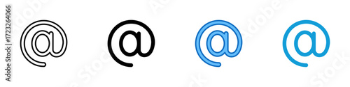 Email Address Multiple Style Icon Design Vector - Classic at (@) symbol indicating email communication or digital address