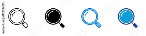 Magnifying Glass Multiple Style Icon Design Vector - Simple magnifier icon representing zoom, search, or inspection