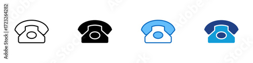 Phone Support Multiple Style Icon Design Vector - Classic telephone symbol representing customer or technical support