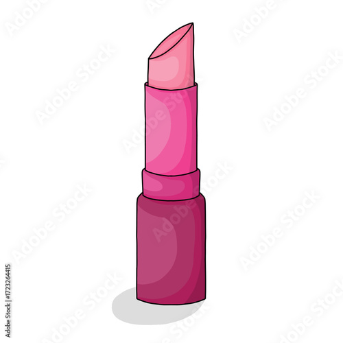 Cute lipstick illustration with a pink shade hand drawn vector illustration for beauty and fashion design